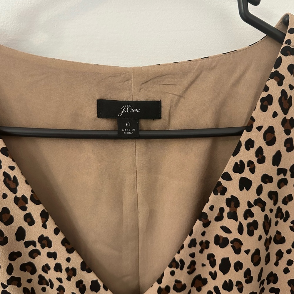 J. Crew Button Front Leopard Print A-line Midi Dress - Picture 2 of 8
